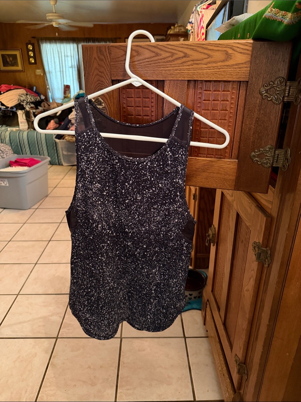 Women's Speckled Black Tank Top